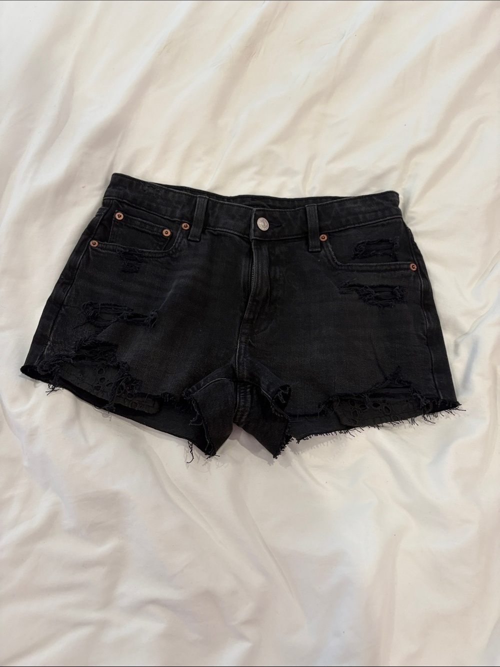 American Eagle Outfitters Black Distressed Jean Shorts